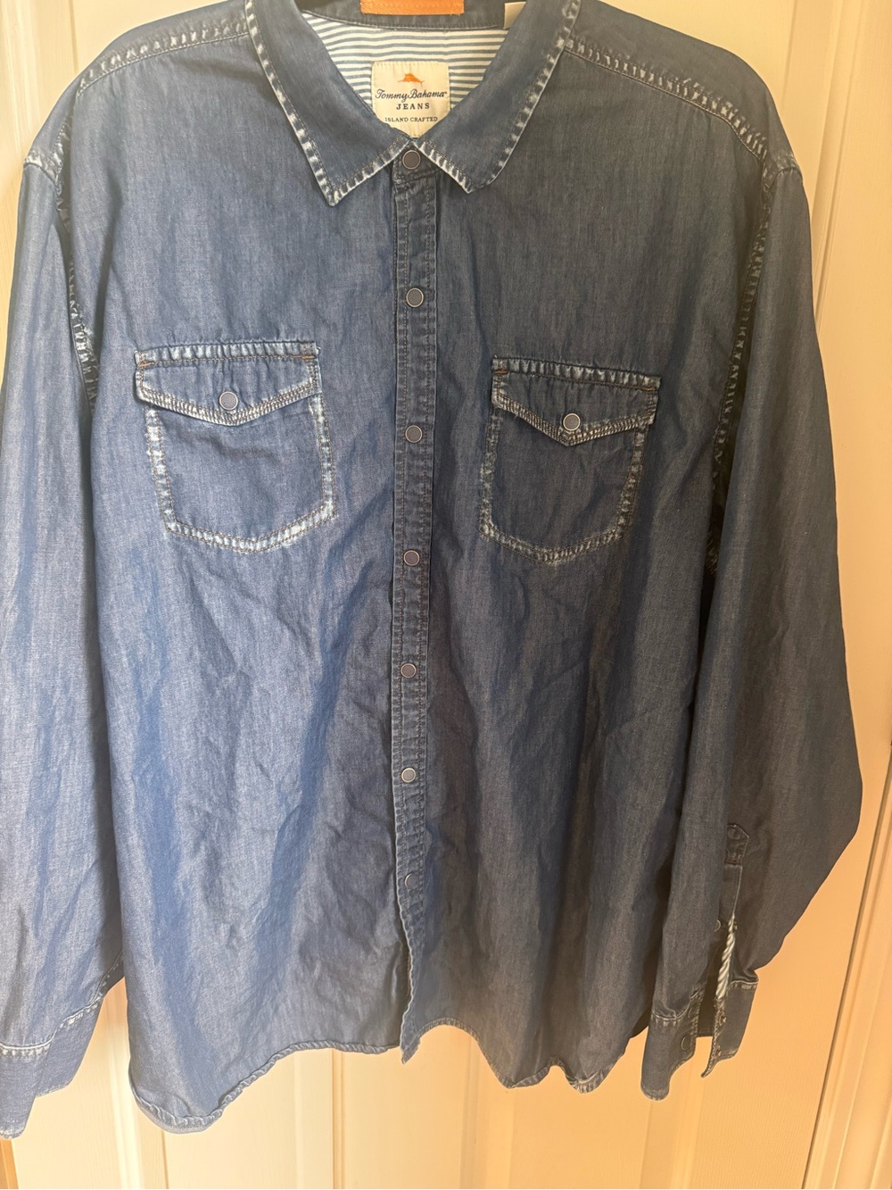 Tommy Bahama Men's Denim Button-Down Shirt in Blue-XXL